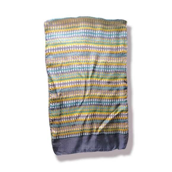 Vintage Printed Silk Scarf in a Geometric Diamond Pattern, Oblong - Picture 3 of 5